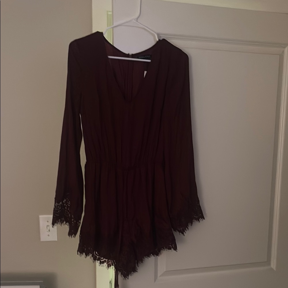 Dark Burgundy Long Sleeve Romper